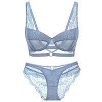 Ensemble soutien-gorge et culotte ultra-fin sans bretelles, anti-affaissement, pour poitrines généreuses et petites, avec dentelle, style européen et américain