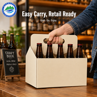Boîte de transport pour bouteilles de vin écologique et recyclable, emballage de 6 bouteilles avec poignée, logo personnalisé imprimé, boîte en carton ondulé
