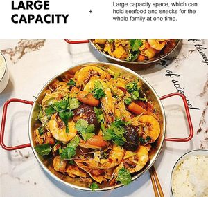Poêle <span class=keywords><strong>à</strong></span> paella en acier inoxydable personnalisée pour la cuisine, plateau de cuisson pour les fruits de mer, les spaghettis, la paella - Product Image 5