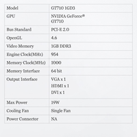 Low Price Desktop Office PC Components Wholesale Factory 1GB DDR3 64 Bit Fan GeForce GT 710 Video GPU Graphics Card