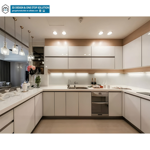 Tùy chỉnh hiện đại có độ bóng cao sơn mài trắng RTA tủ bếp đặt MDF Gỗ gỗ tủ bếp Vòi Đá Cẩm Thạch Laminate nhựa - Product Image 1