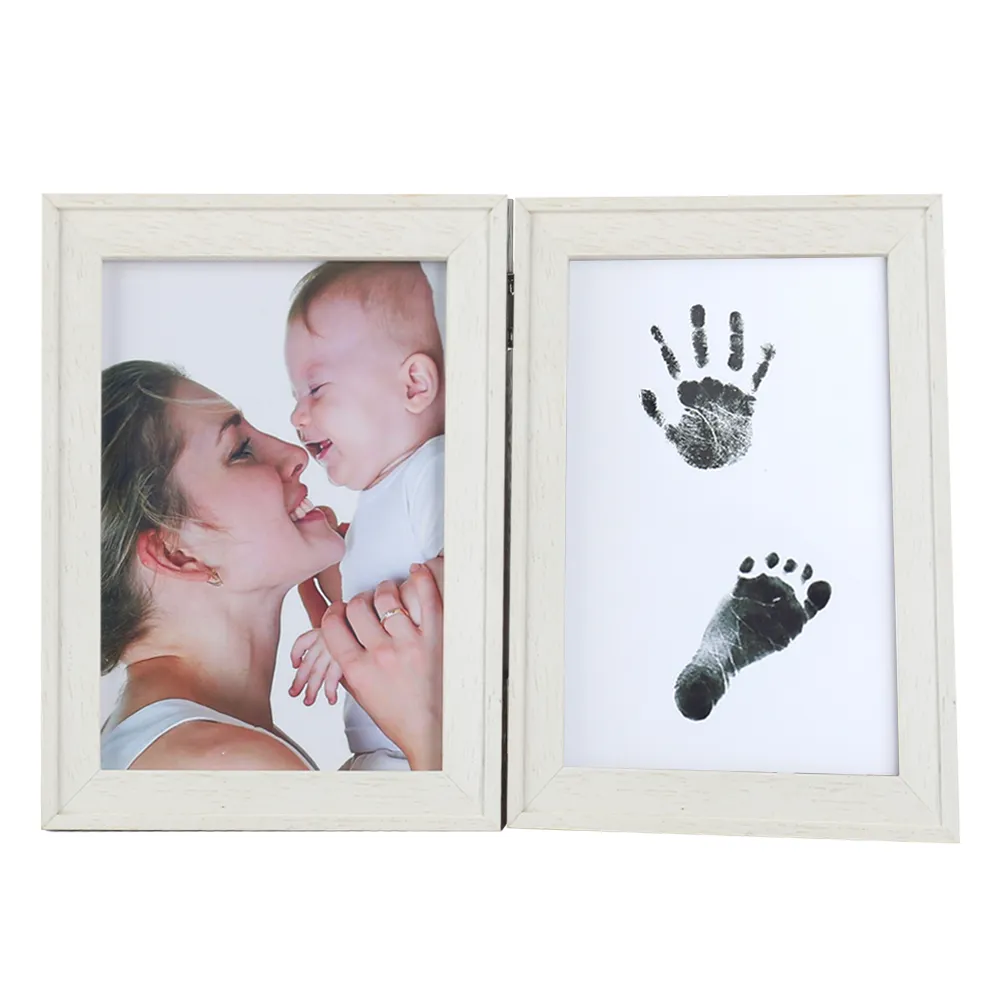 Hout Handafdruk Baby Voetafdruk Frame En Fotolijst Kit Mijn Eerste Jaar Foto Voor Baby 'S