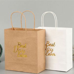 Sacs en papier kraft écologiques recyclables imprimés sur mesure pour supermarchés, pour la vente à emporter, les vêtements, les cadeaux, avec votre propre logo - Product Image 4