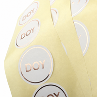 Autocollants en papier adhésif personnalisés en vrac avec nom de marque, estampage à chaud pelable, impression en feuille d'or rose