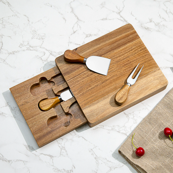 Acacia Wood Eco-Friendly Food Cutting Cheese Box Solid Wood Rectangle Cutting Board