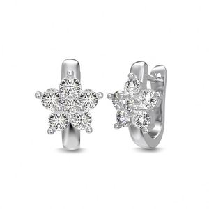 Dylam Spring Blossom Flower Fine Jewelry S925 <b>Silver</b> Rhodium Plated Flower Shape 5A Cubic Zirconia <b>Hoop</b> Earrings for Women - Product Image 1