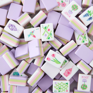 Juego de Mahjong Americano Personalizado al por Mayor con 160 Fichas, 4 Capas, Lujoso, Grabado, con Monos Rosados, Mesa de Mahjong Transparente - Product Image 1