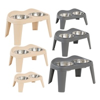 Bols doubles surélevés pliables pour chiens, pour boire et manger, en plastique et acier inoxydable, à motif uni, pour chiens de taille moyenne/grande