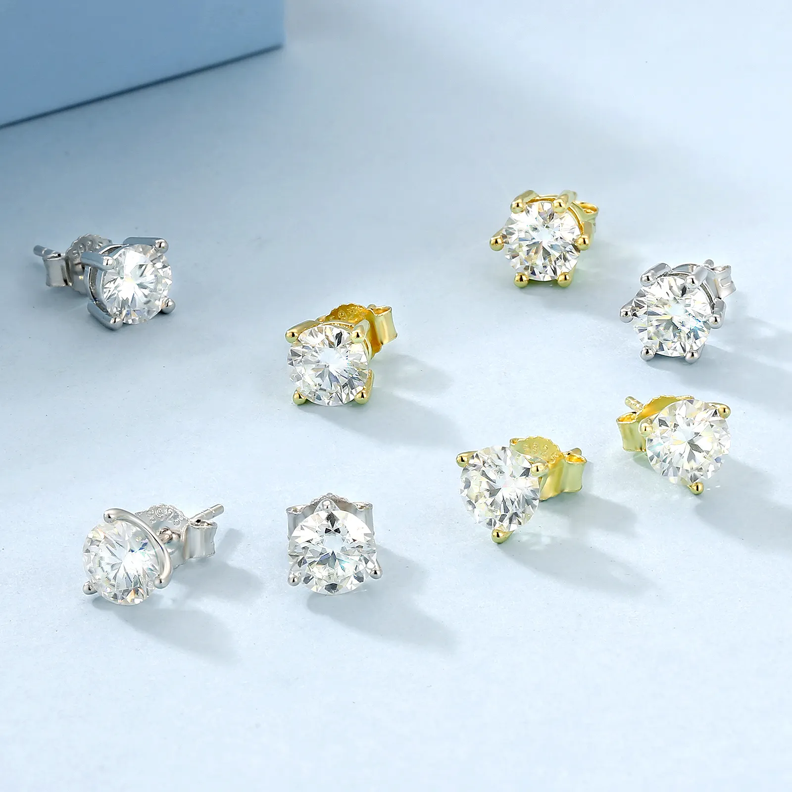 1ct 2ct 3ct Diamant-Ohrstöpsel Luxus 925 Sterling-Silber 14K vergoldeter Damen-Schmuck VVS GRA Moissanit Hypoallergene Ohrring