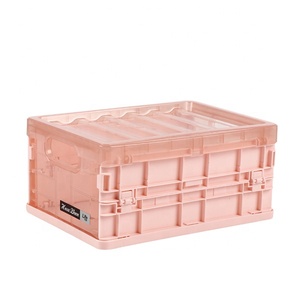 Translucent collapsible storage container sundries folding box plastic with lid