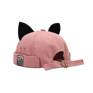 Béret d'été japonais pour femme, avec oreilles de chat mignonnes en fourrure, réglable, style coréen, bonnet dôme Yuppi, tendance pour les fêtes - Product Image 1