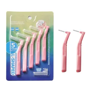 Çevre dostu ürünler 2023 Interdental fırça pembe L tipi diş fırçası ağız temizleme L şekli Interdental fırça özelleştirilmiş uzunluk