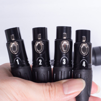 PKnight 1 Pasang Kabel Ekstensi STP RJ45 Cat5/6 4-Channel XLR 3-Pin 1m Adaptor Breakout Sinyal Audio XLR Male/Female Aluminium LED