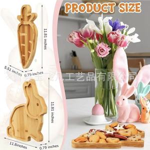 Bamboo Rabbit And Carrot Serving <b>Tray</b> 30cm Restaurant <b>Snack</b> Dish Animal Print Solid Wood <b>Tray</b> - Product Image 2