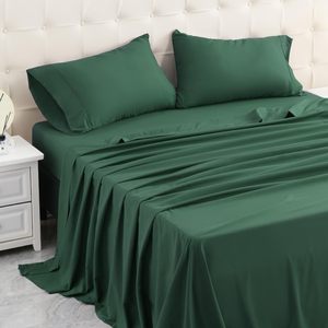 100% Polyester Microfiber Solid Color Brushed <b>Sheet</b> Set Home and Hotel Bedsheets with <b>Fitted</b> & <b>Flat</b> <b>Sheets</b> - Product Image 1