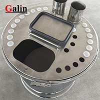 Galin 304 Trémie de fluidification en acier inoxydable 150L/180L Grand récipient à poudre carré avec plaque de tube d'aspiration Substrat en plastique