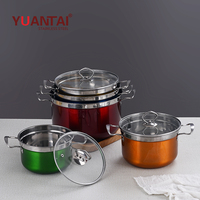 Accueil Cuisine En Acier Inoxydable Ustensiles De Cuisine Ensemble 10 pièce Batterie De Cuisine Coloré Casserole Ensemble Marmite