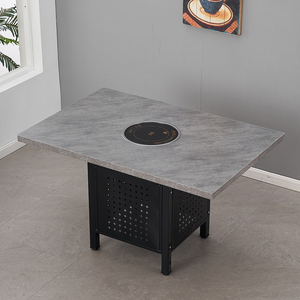 Mesa de comedor rectangular personalizable, cabina de restaurante de mármol barata, diseño de mostrador de Bar, muebles de losa de madera, hoteles, restaurantes - Product Image 6