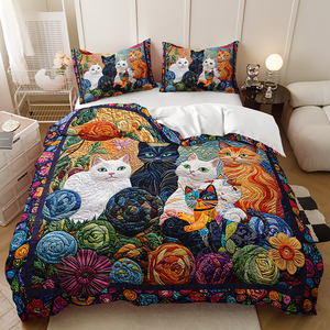 <span class=keywords><strong>Picasso</strong></span> gato abstracto calcomanía textura impresa ropa de cama lindo Animal funda nórdica conjunto - Product Image 4