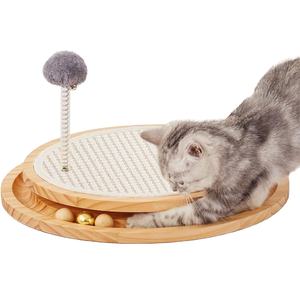 Harga Grosir Mainan Kucing Interaktif dengan Bola Kayu & Alas Garukan Sisal - Product Image 1