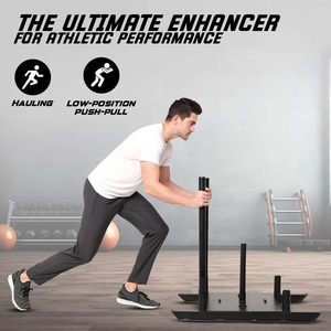 Traîneau d'entraînement en acier robuste avec supports pour plaques de poids, traîneau de résistance durable pour l'entraînement de vitesse au football et les séances de <span class=keywords><strong>CrossFit</strong></span> - Product Image 4
