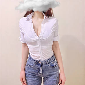 Nouvelle chemise tendance à col en V, chemise blanche ajustée, tenue professionnelle OL, tenue de travail pour technicien podique - Product Image 5