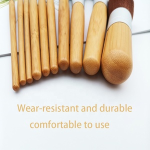 Nature Custom Logo 10PCs Kabuki Juego de <span class=keywords><strong>brochas</strong></span> de maquillaje Mango de bambú natural para uso facial - Product Image 5