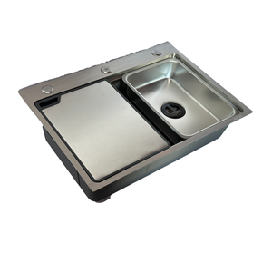 Évier simple grand format durable, finition électrolytique moderne, Leimanxi en acier inoxydable SUS304, modèle 6045, cinq trous, étirement manuel - Product Image 3