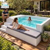 Resorts Villen Grauer Jacuzzi Spa Schwimmbecken Luxus-Familien-Garten Erwachsenen-Sofa-Lounge-Set Fiberglas Oberirdischer Swimmingpool