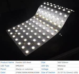 Lámina LED Flexible Cortable de un Solo Color, Ultrafina, de 500*250 mm, Iluminación de 170 Grados, SMD2835, 98 LED/PC con Lente, Retroiluminación - Product Image 2