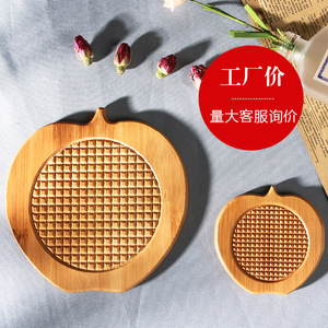 Manteles individuales creativos de bambú estilo caricatura, tapetes antideslizantes personalizables, tapetes de madera maciza resistentes al calor y logotipo personalizable - Product Image 2