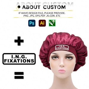 Bonnet en satin personnalisé avec logo pour la nuit – Doux et confortable – Bonnet de sommeil en soie – Vente en gros - Product Image 2