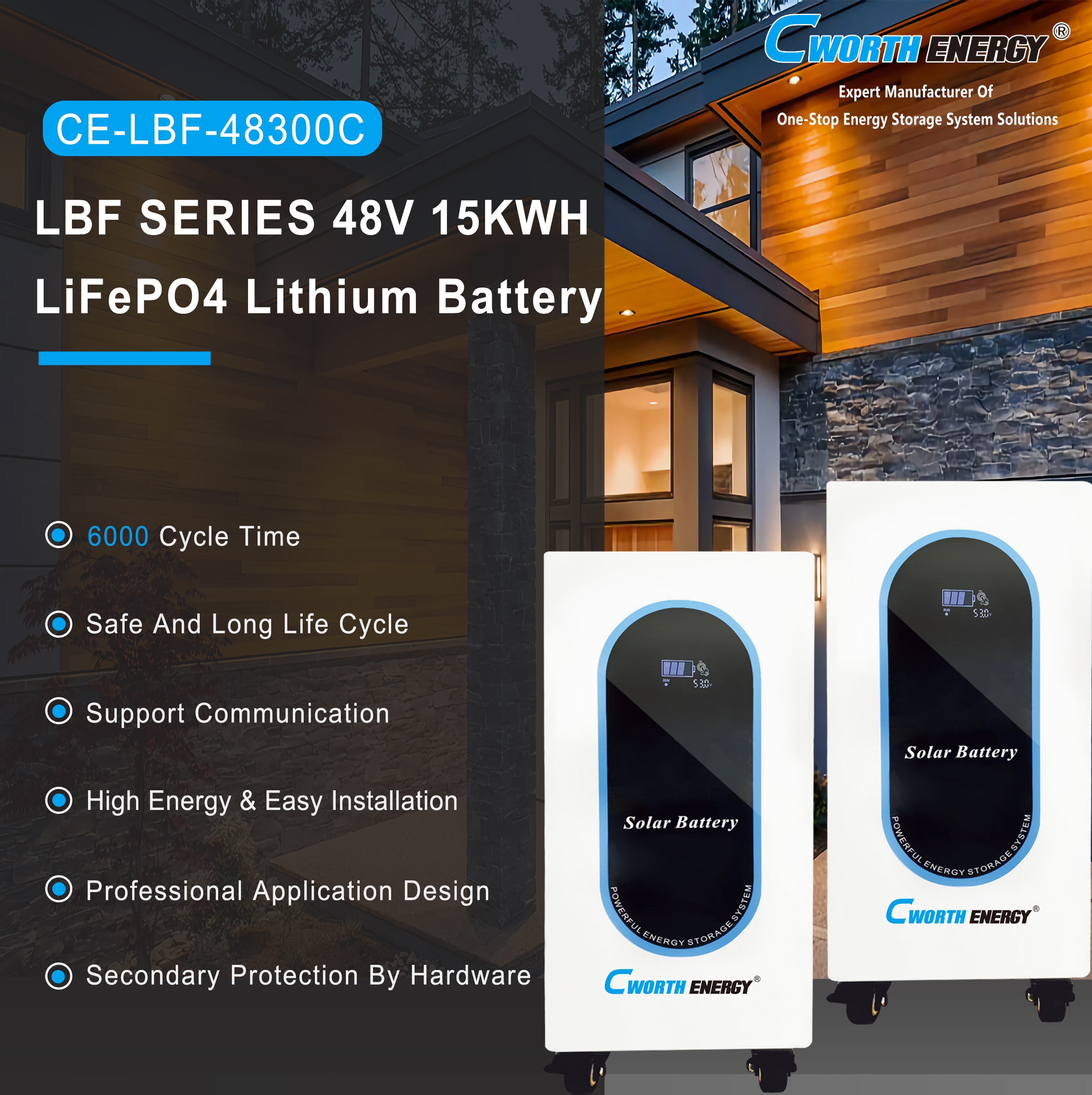 Cworth Energy High Efficiency Safe and Long Life Cycle 48 V 12.5KWH Lithium Battery Pack for Home Energy Storage · image 6
