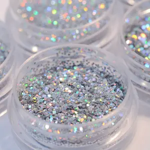 Glitter holográfico de poliéster, glitter a granel colorido para decoração