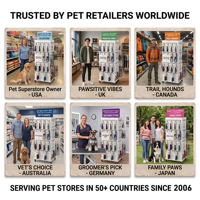 Présentoir personnalisé pour laisses de chien - Support de présentation pour colliers d'animaux avec finition mate, crochets et roulettes pour animalerie
