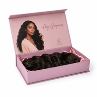 Boîte à perruques en carton personnalisable avec ruban, boîte magnétique rectangulaire, boîtes à cheveux pour extensions