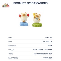 Conjunto de Figuras Rotativas Cat Blind Box em Resina Kawaii, Brinquedo de Mesa Giratório 360°, Presente Colecionável com Embalagem Original para Maiores de 14 Anos