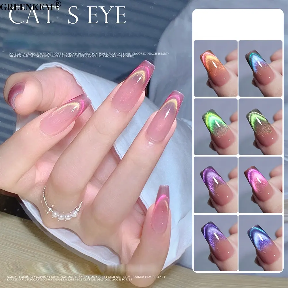 8ml Duplo Vidro Claro Olho de Gato Polonês Gel Magnético UV LED Verniz Laser Glitter Cristal Candy Nail Cat Eye Gel Polonês