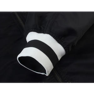 Chaqueta de lana ecológica de alta calidad al por mayor, Chaqueta de punto de talla grande informal deportiva de béisbol negra satinada hecha a medida para otoño - Product Image 4