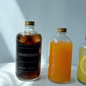 Impresión de Etiquetas y Logotipos, Botella Redonda de Vidrio para Bebidas, 8oz 250ml 12oz 350ml 500ml 16oz, Transparente con Tapa Metálica de Rosca de 28mm - Product Image 5