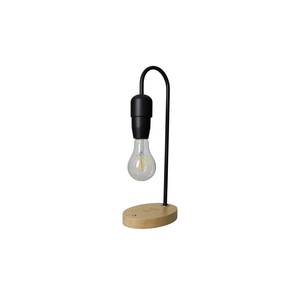Lampada in metallo nero staccabile con base in legno per la ricarica dello smartphone - Product Image 1