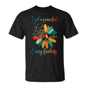<b>Hippie</b> Peaceful Easy Feeling Sunflower <b>T</b>-<b>Shirt</b> With Peace Sign Design - Product Image 1