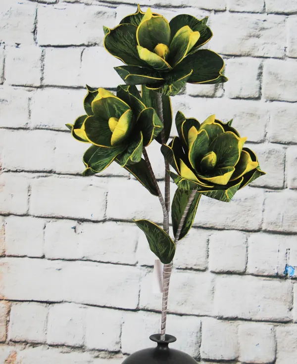 Искусственный цветок из пенопласта, стебель из ЭВА, цветок магнолии с тремя цветами ручной работы, искусственный цветок