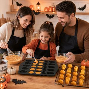 Nouveau <span class=keywords><strong>moule</strong></span> à chocolat d'<span class=keywords><strong>Halloween</strong></span> <span class=keywords><strong>avec</strong></span> motifs de crâne, d'œil et de pierre tombale, 25 cavités, pour la décoration de gâteaux de fêtes DIY, usage domestique, en stock - Product Image 2