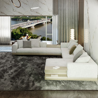 Canapé d'angle Connelly en tissu coton-lin, design italien minimaliste haut de gamme, mousse haute résilience, pour salons