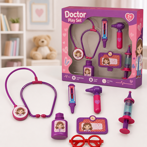 Usine de jouets sur mesure, kit de docteur en plastique professionnel OEM pour enfants, jeu de simulation médicale éducatif, vente en gros, 7 pièces - Product Image 1