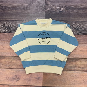 Sudadera a Rayas Personalizada al por Mayor de Alta Calidad, Cuello Redondo, Estampado, Informal, 100% Algodón, Felpa Francesa, para Adultos y Niños - Product Image 5