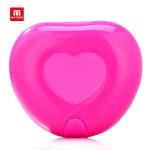 Mytrip Heart Shaped Soap <b>Box</b> Pink Plastic With Lid Portable Travel Soap Dish - Product Image 2