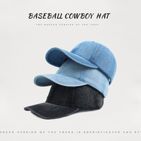 Gorra de Béisbol de Mezclilla para Primavera/Verano, Color Sólido, Casual, Protección Solar, Ajustable, Varios Colores Opcionales