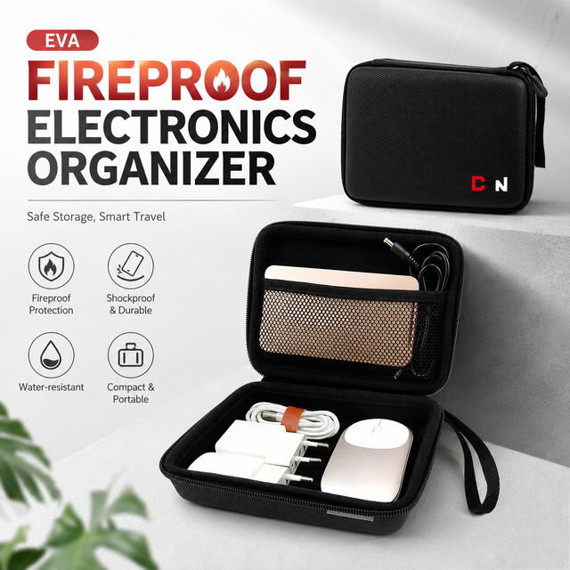 Custom Fireproof Waterproof EVA Electronics Organizer Portable Travel Digital Accessories Case for Charger Power Bank Earphones